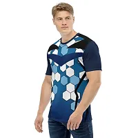 Reliable Multicoloured Polyester Blend Self Pattern Round Neck Tees For Men-thumb3