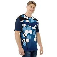 Reliable Multicoloured Polyester Blend Self Pattern Round Neck Tees For Men-thumb4