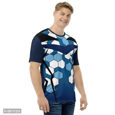 Reliable Multicoloured Polyester Blend Self Pattern Round Neck Tees For Men-thumb5