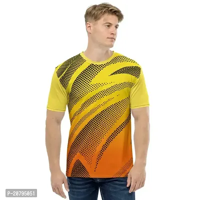 Reliable Multicoloured Polyester Blend Self Pattern Round Neck Tees For Men-thumb0