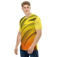 Reliable Multicoloured Polyester Blend Self Pattern Round Neck Tees For Men-thumb3