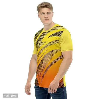 Reliable Multicoloured Polyester Blend Self Pattern Round Neck Tees For Men-thumb4