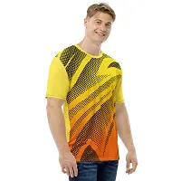 Reliable Multicoloured Polyester Blend Self Pattern Round Neck Tees For Men-thumb4