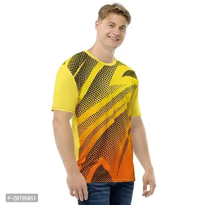 Reliable Multicoloured Polyester Blend Self Pattern Round Neck Tees For Men-thumb5