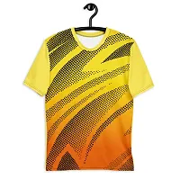 Reliable Multicoloured Polyester Blend Self Pattern Round Neck Tees For Men-thumb2