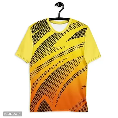 Reliable Multicoloured Polyester Blend Self Pattern Round Neck Tees For Men-thumb3