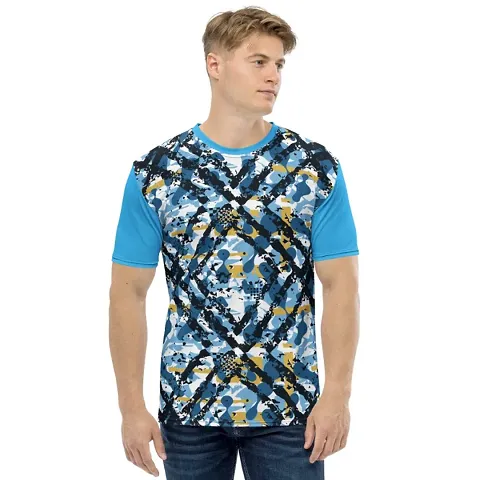 Polyester Blend Multicoloured Round Neck T-shirt for Men