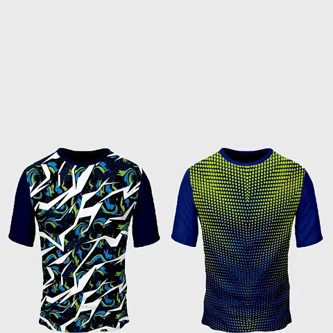 Urbanic Multicoloured Printed Round Neck Half Sleeves T-Shirt For Men Pack of 2