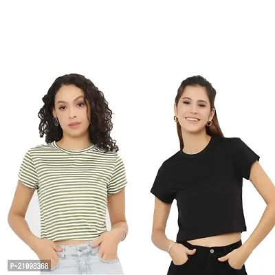 Trendy Round Neck Crop Top Pack of 2-thumb0