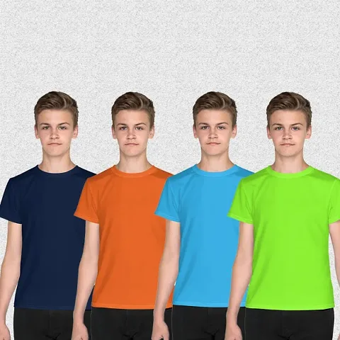 CLOTHINKHUB Boys Round Neck Half Sleeve T-Shirt Pack of 4