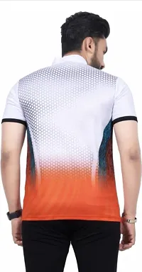 Stylish Printed Collar Zip Polyester T-Shirt For Men-thumb2