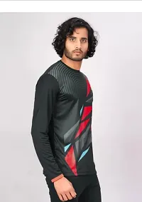 Stylish Geometric Printed Round Neck Long Sleeve T-Shirt For Men-thumb1