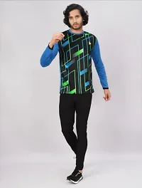 Stylish Geometric Printed Round Neck Long Sleeve T-Shirt For Men-thumb1