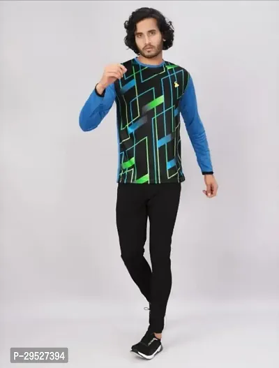 Stylish Geometric Printed Round Neck Long Sleeve T-Shirt For Men-thumb2