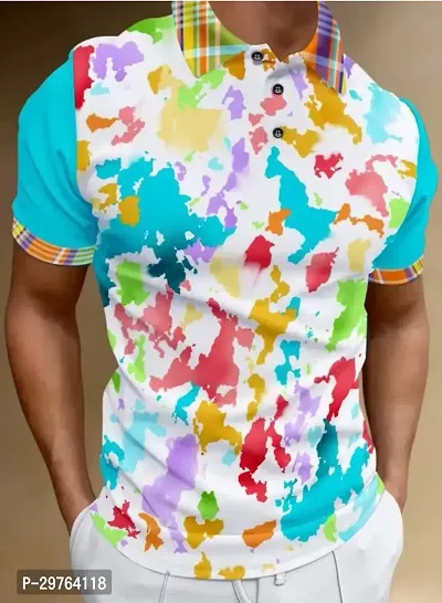 Stylish Polyester Blend Printed T-shirt For Men-thumb0