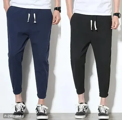 Stylish Solid Polyester Blend Track Pant for Men, Pack of 2