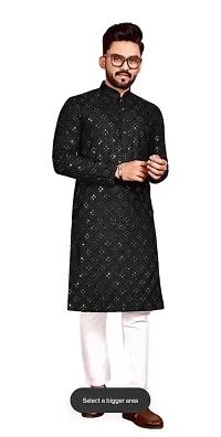 Men Embroidered Cotton Silk Straight Kurta-thumb1