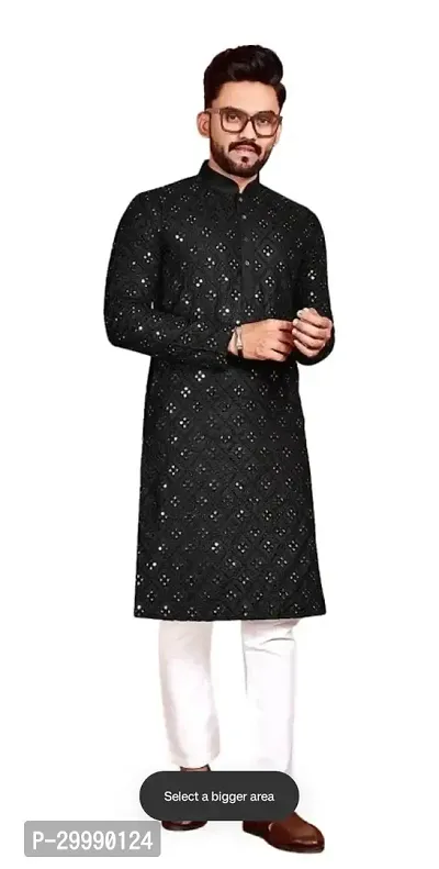 Men Embroidered Cotton Silk Straight Kurta-thumb2