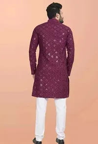 Men Embroidered Cotton Silk Straight Kurta-thumb1