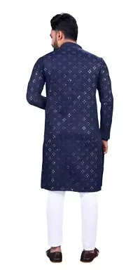 Men Embroidered Cotton Silk Straight Kurta-thumb1