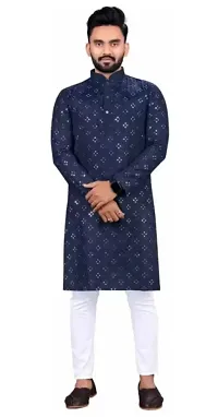 Men Embroidered Cotton Silk Straight Kurta-thumb2