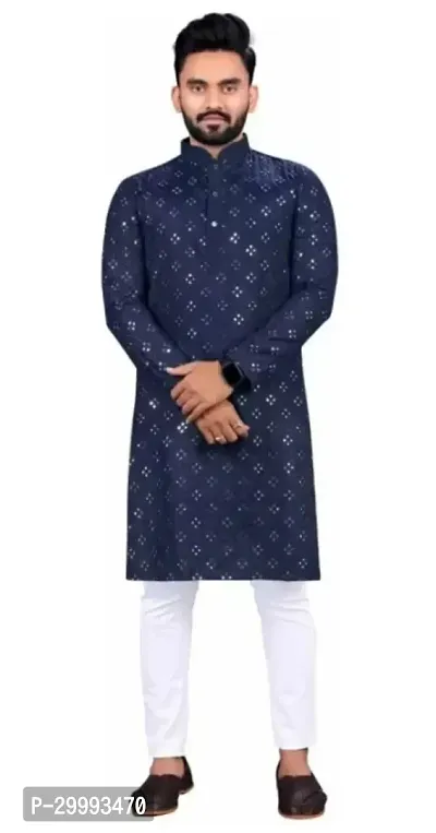 Men Embroidered Cotton Silk Straight Kurta-thumb3