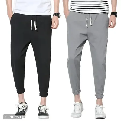 Stylish Solid Polyester Blend Track Pant for Men, Pack of 2-thumb0