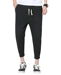 Stylish Solid Polyester Blend Track Pant for Men Black-thumb1