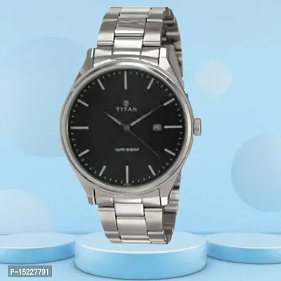 Anthracite Dial Silver Stainless Steel Strap Date Men Watch