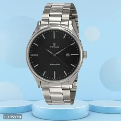 Anthracite Dial Silver Stainless Steel Strap Date Men Watch-thumb0