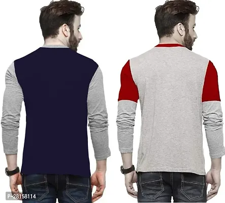 Elegant Cotton Blend Printed V Neck Tees For Men- Pack Of 2-thumb2