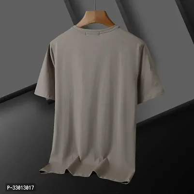 Comfortable Beige Cotton Blend Tees For Men-thumb2