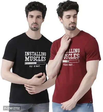 Comfortable Multicoloured Cotton Blend Tees For Men Pack Of 2-thumb0