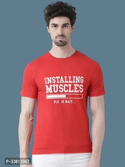 Comfortable Red Cotton Blend Tees For Men-thumb0