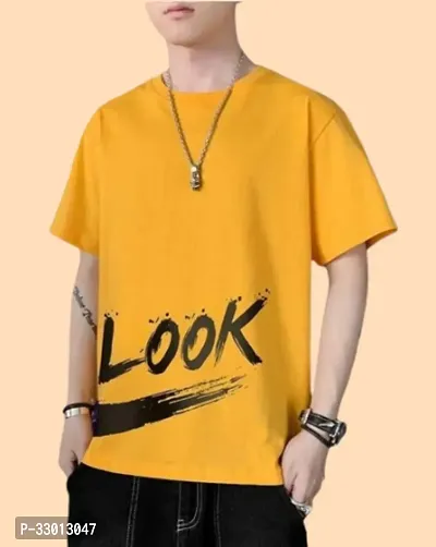 Comfortable Yellow Polyester Tees For Men-thumb0