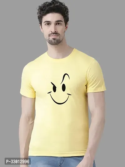 Comfortable Yellow Cotton Blend Tees For Men-thumb0