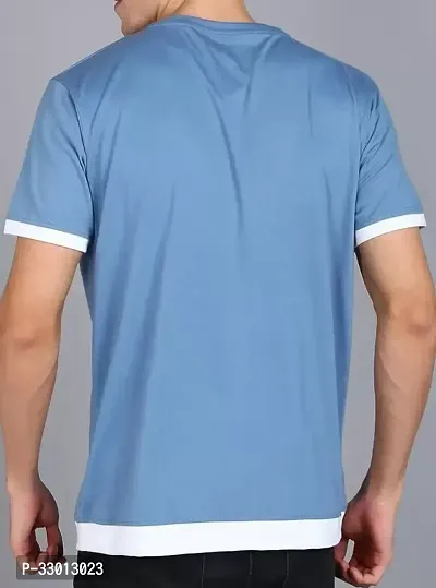 Comfortable Blue Cotton Blend Tees For Men-thumb2