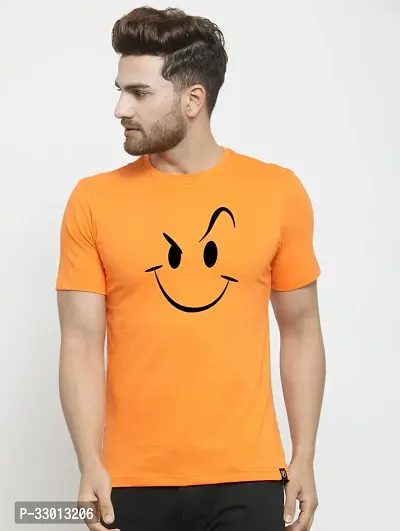 Comfortable Orange Cotton Blend Tees For Men-thumb0