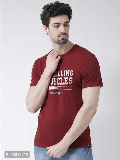 Comfortable Maroon Cotton Blend Tees For Men-thumb0