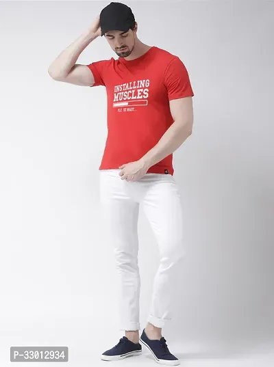 Comfortable Red Cotton Blend Tees For Men-thumb2