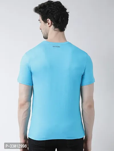 Comfortable Blue Cotton Blend Tees For Men-thumb3