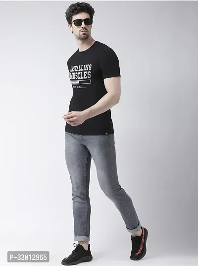 Comfortable Black Cotton Blend Tees For Men-thumb2