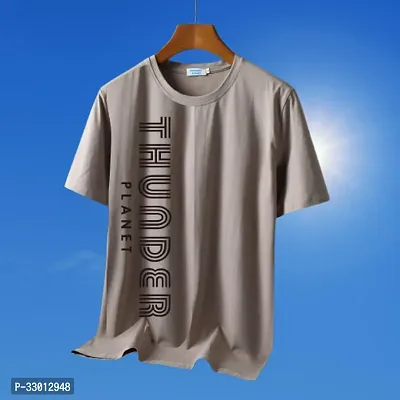 Comfortable Grey Cotton Blend Tees For Men-thumb0