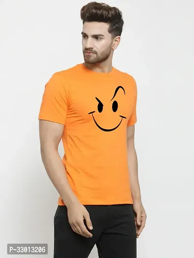 Comfortable Orange Cotton Blend Tees For Men-thumb2