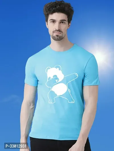 Comfortable Blue Cotton Blend Tees For Men-thumb0