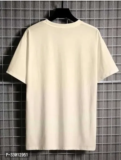 Comfortable Beige Cotton Blend Tees For Men-thumb2