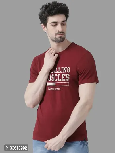 Comfortable Maroon Cotton Blend Tees For Men-thumb0