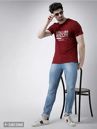 Comfortable Maroon Cotton Blend Tees For Men-thumb3