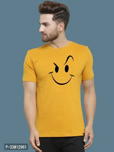 Comfortable Yellow Cotton Blend Tees For Men-thumb0