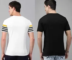 Elegant Cotton Blend Striped Round Neck Tees For Men- Pack Of 2-thumb1